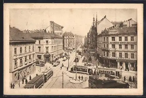 AK Wien, Kreuzung der Währingerstrasse und Nussdorferstrasse, Strassenbahn