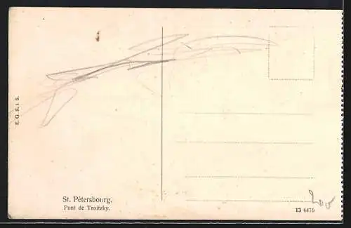 AK St. Pétersbourg, Pont de Troitzky, Strassenbahn
