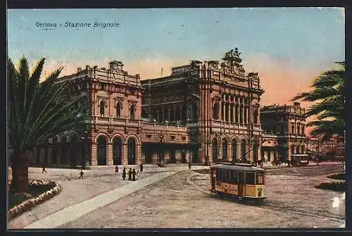 AK Genova, Stazione Brignole, Bahnhof, Strassenbahn