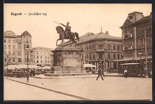 AK Zagreb, Jelacicev trg, Strassenbahn