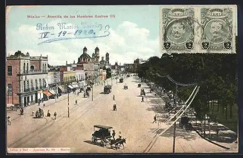 AK México, Avenida de los Hombres Ilustres, Strassenbahn