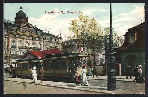 AK Frankfurt a. Main, Strassenbahn vor der Hauptwache