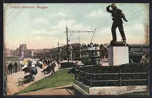 AK Margate, Lifeboat Memorial, Strassenbahn