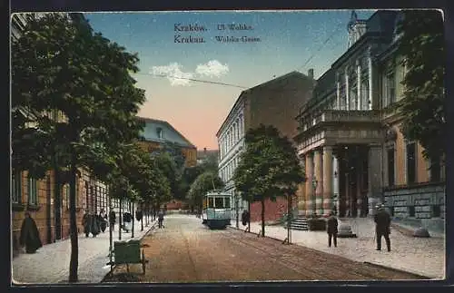 AK Krakau, Strasse Wolska-Gasse mit Strassenbahn