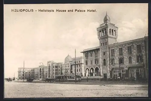 AK Heliopolis, Heliolopis House and Palace Hotel, Strassenbahn