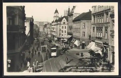 AK Oslo, Karl Johannsgt., Strassenbahn