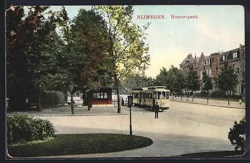 AK Nijmegen, Hunnerpark mit Strassenbahn