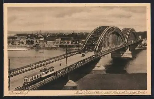 AK Düsseldorf, Neue Rheinbrücke, Strassenbahn