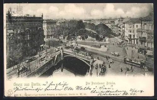 AK Berlin, Die Potsdamer Brücke mit Strassenbahn