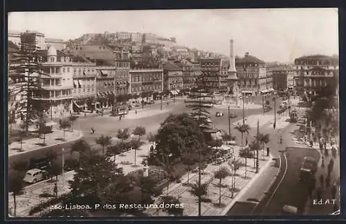 AK Lisboa, P. dos Restauradores, Strassenbahn