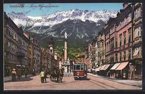 AK Innsbruck, Maria Theresienstrasse mit Strassenbahn