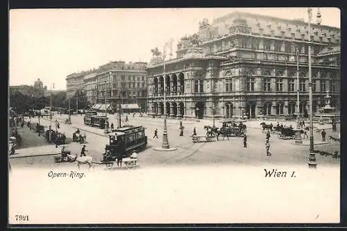 AK Wien, Opern-Ring mit Strassenbahn