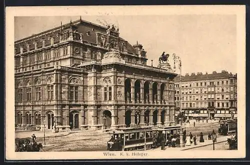 AK Wien, Strassenbahn vor der Hofoper