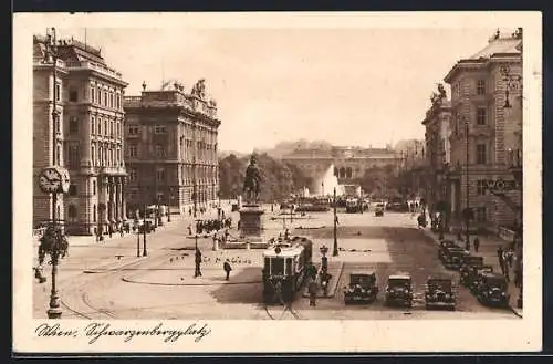 AK Wien, Schwarzenbergplatz mit Strassenbahn