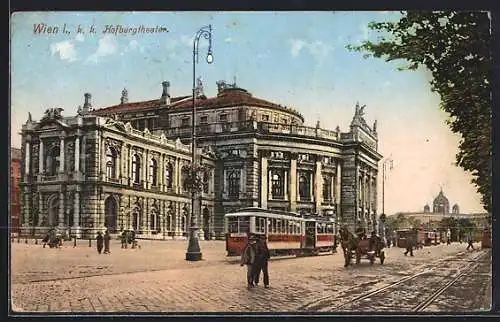 AK Wien, Strassenbahn am Hofburgtheater