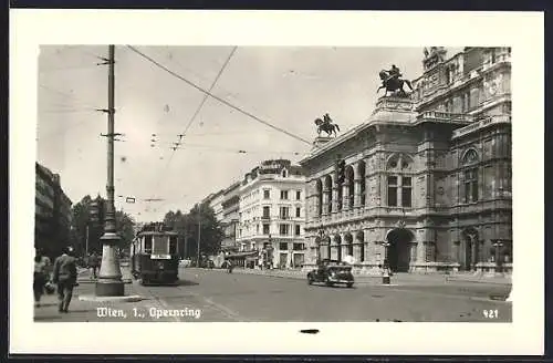 AK Wien, Opernring mit Strassenbahn