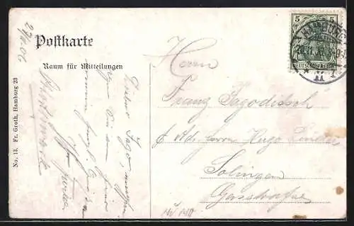 AK Hamburg, Jungfernstieg mit Strassenbahn