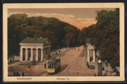 AK Düsseldorf, Strassenbahn am Ratinger Tor