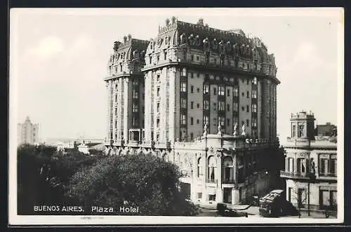 AK Buenos Aires, Plaza Hotel, Strassenbahn