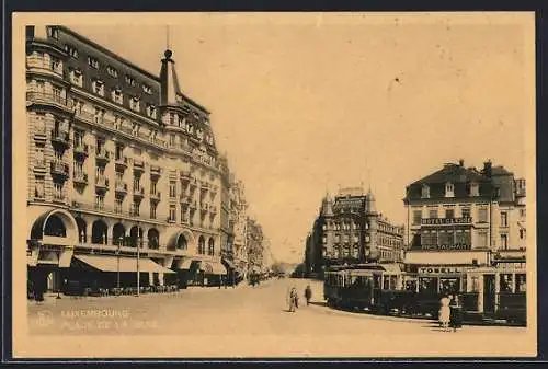 AK Luxembourg, Place de la Gare, Strassenbahn