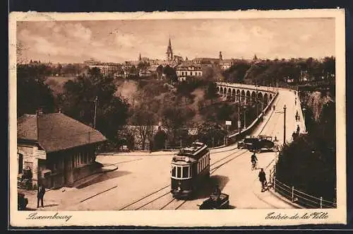 AK Luxembourg, Entrée de la Ville, Strassenbahn