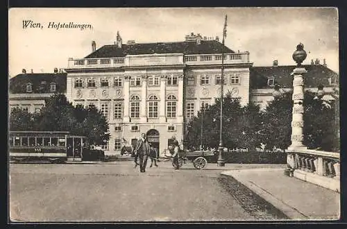 AK Wien, Messepalast Hofstallungen, Pferdekutsche