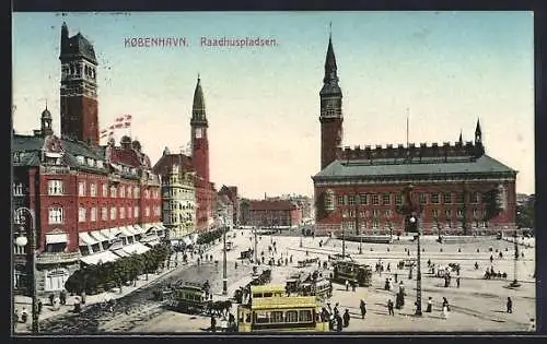 AK Kobenhavn, Raadhuspladsen, Strassenbahn