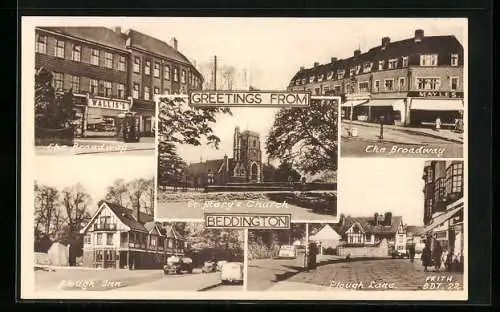 AK Beddington /London, Broadway, Plough Inn and Plough Lane