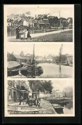 AK Clapton, View on the Lea, Boats on the river Lea