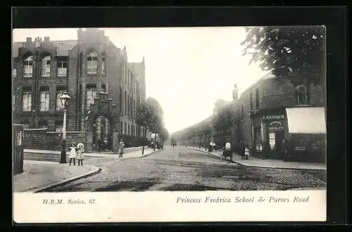 AK London, Princess Frederica School and Purves Road, E. Ranson`s Shop