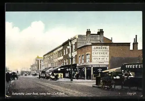 AK Rotherhithe, Lower Road, looking from L. C. & M. Bank, J. Reeve`s Dining Room