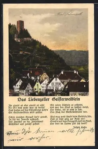 AK Bad Liebenzell, Ortsansicht, Gedicht Das Liebenzeller Geisterweiblein