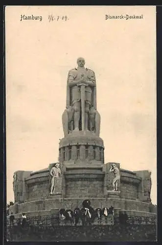 AK Hamburg-St.Pauli, Bismarck-Denkmal