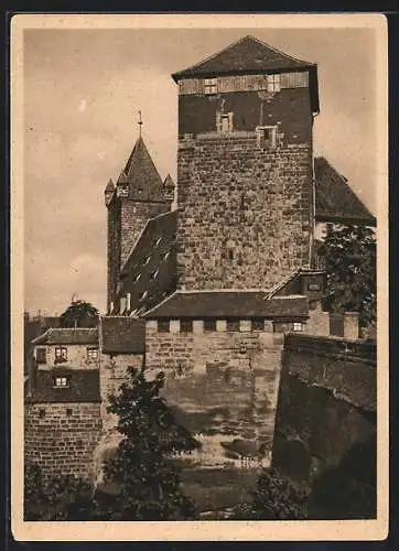 AK Nürnberg, Festkarte zum Dürerjahr 1928, Fünfeckiger Turm und Luginsland