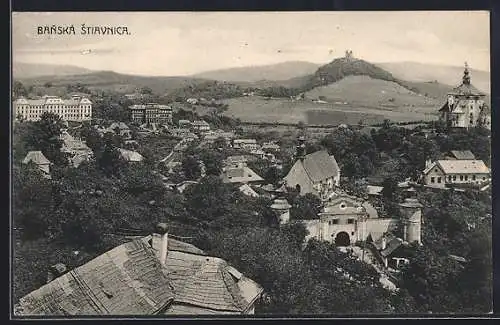 AK Banská Stiavnica, Ortsansicht aus der Vogelschau