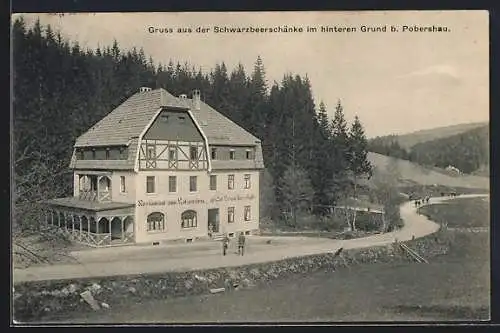 AK Pobershau, Gasthaus Schwarzbeerschänke