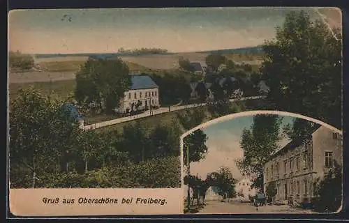 AK Oberschöna bei Freiberg, Gasthof, Panorama