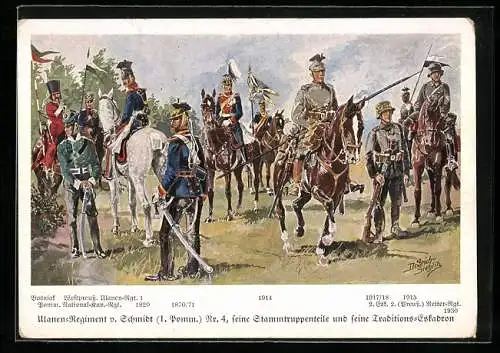 Künstler-AK Döbrich-Steglitz: Ulanen-Regiment v. Schmidt Nr. 4