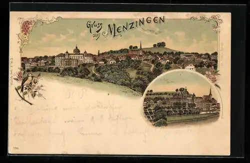 Lithographie Menzingen, Totalansicht der Stadt