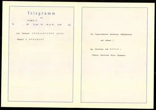 Telegramm Deutsche Reichspost, 1931, Verzierungen mit Putten und Blumenmuster, Entwurf: Arnold