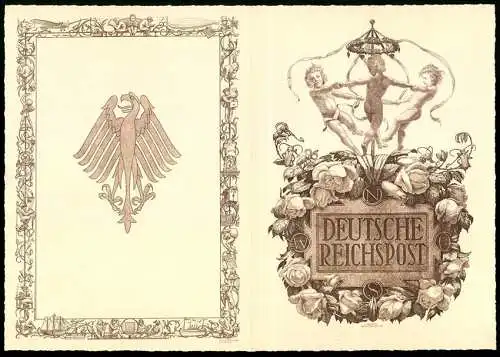 Telegramm Deutsche Reichspost, 1931, mit Adler und dekorativem Blumenrahmen, Entwurf: Hanns Bastanier