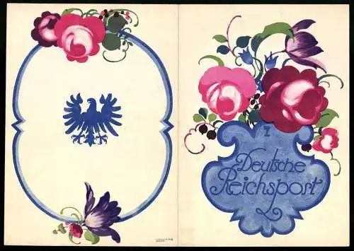 Telegramm Deutsche Reichspost, 1933, Mit floralen Motiven und preussischem Adler verziert