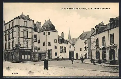 AK Guérande, Place de la Psalette avec café et commerces