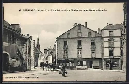 AK Guérande, Place Saint-Aubin, Clocher de Notre-Dame la Blanche