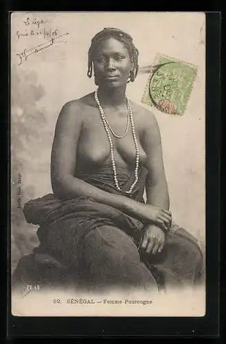 AK Sènègal, Femme Pourouge, afrikanische nackte Frau