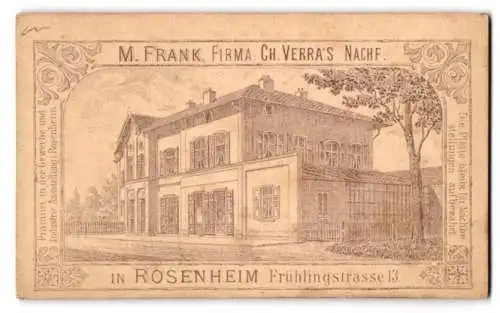 Fotografie M. Frank, Rosenheim, Frühlingstrasse 13, Geschäftshaus mit Foto-Atelier, Rückseitig Portrait