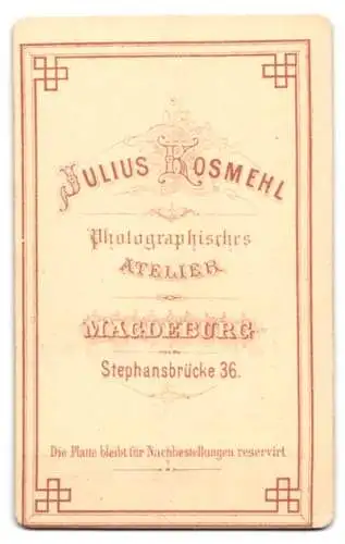 Fotografie J. Kosmehl, Magdeburg, Stephansbrücke 36, Portrait eines Mannes mit Bart