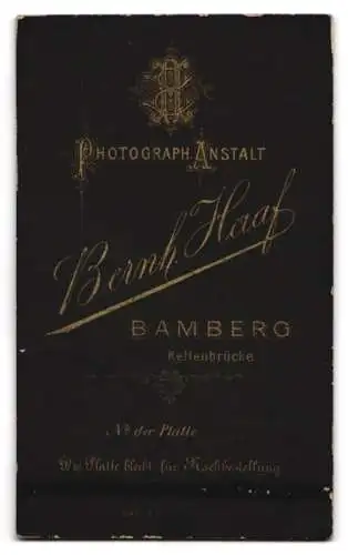 Fotografie Bernh. Haaf, Bamberg, Kettenbrücke, Portrait einer eleganten Dame