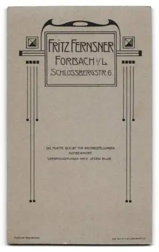 Fotografie Fritz Fernsner, Forbach i. L., Schlossbergstr. 6, Porträt einer eleganten Dame