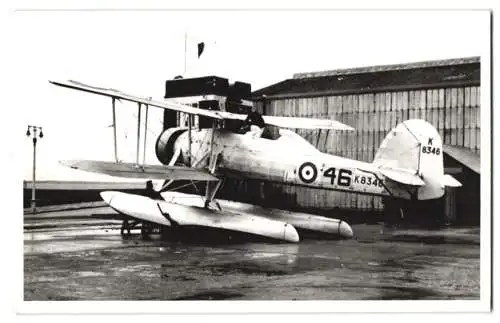 Fotografie Doppeldecker - Wasserflugzeug der Royal Airforce, Nr. 46, Kennung K8346